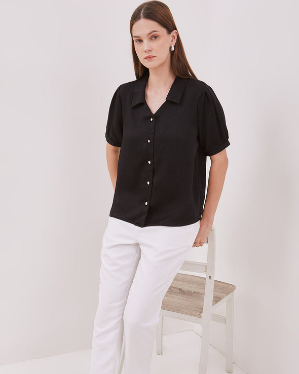Women's Black Short Sleeve Blouse