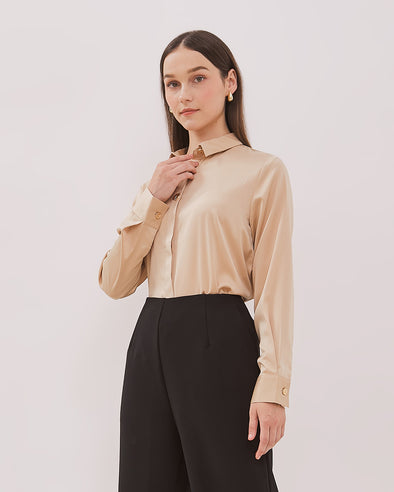 Women's Cream Gold Long Shirt