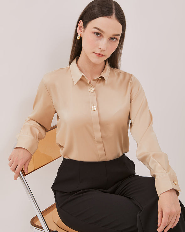 Women's Cream Gold Long Shirt