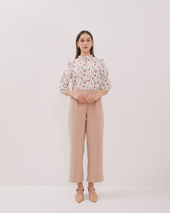 Women's White Floral Long Sleeve Blouse