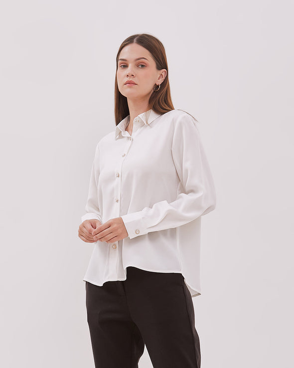 Women's White Long Sleeve Shirt