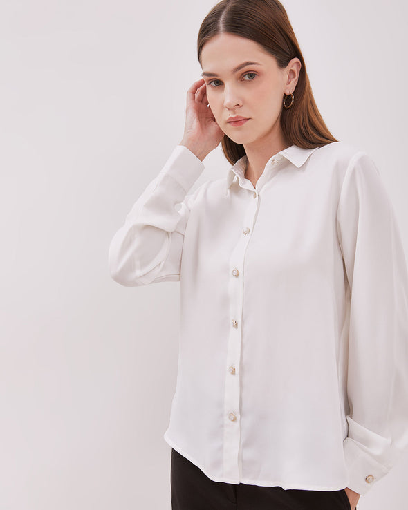Women's White Long Sleeve Shirt