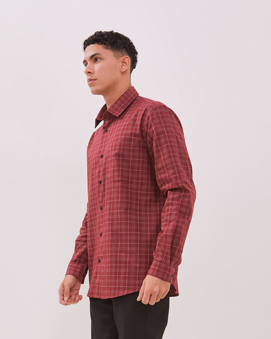Men's Red Check Long Sleeve Shirt