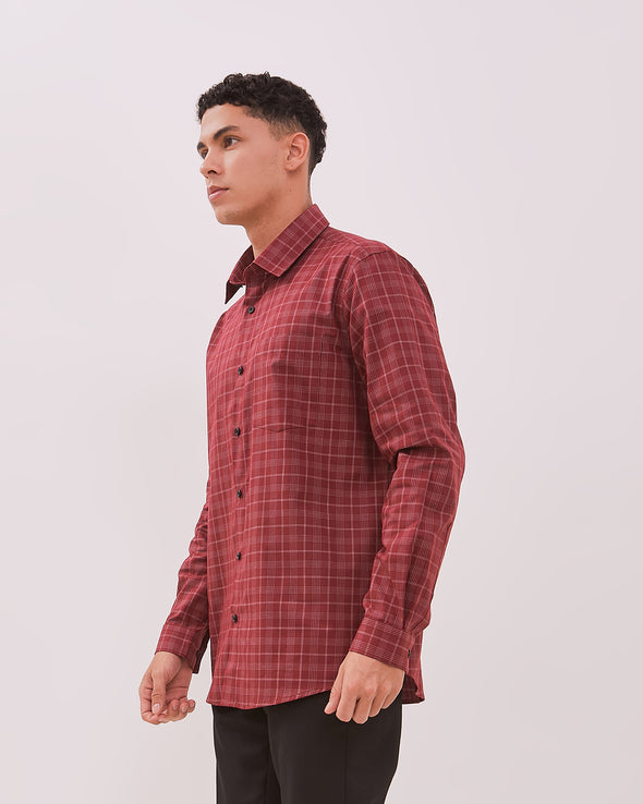 Men's Red Check Long Sleeve Shirt