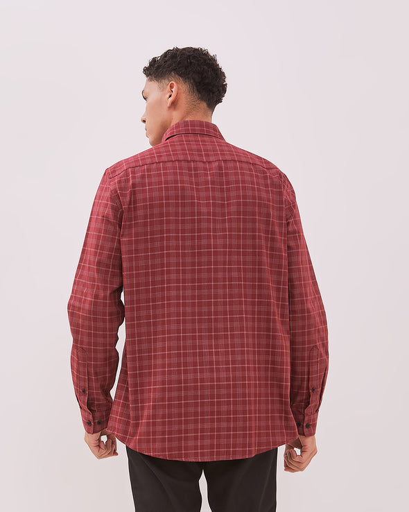 Men's Red Check Long Sleeve Shirt