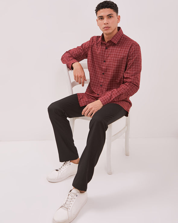 Men's Red Check Long Sleeve Shirt