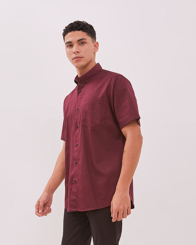 Men's Maroon Short Sleeve Shirt
