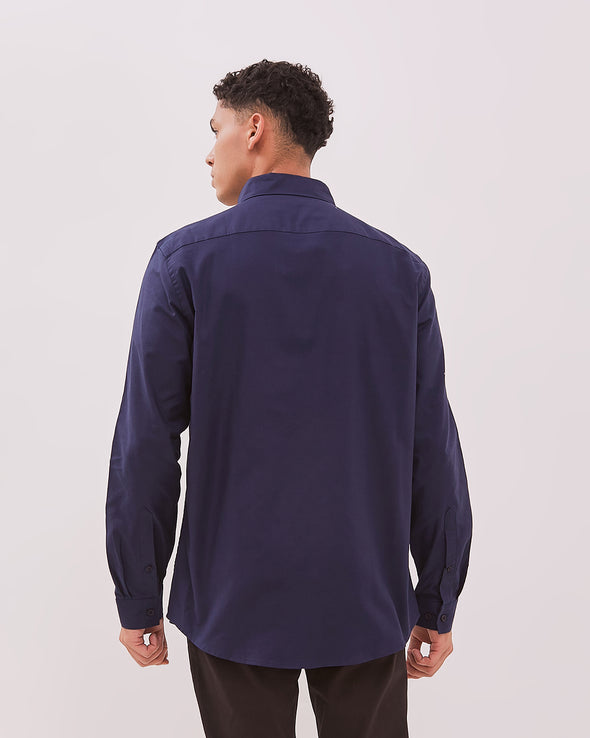 Men's Navy Blue Long Sleeve Shirt