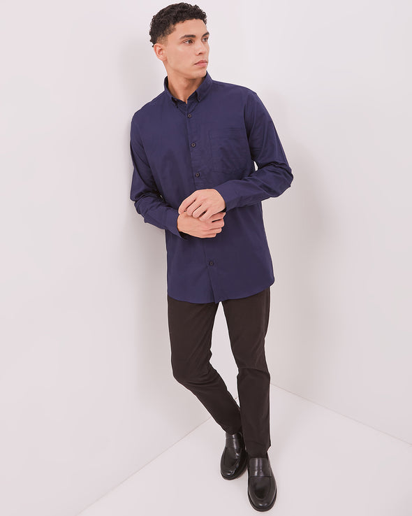 Men's Navy Blue Long Sleeve Shirt
