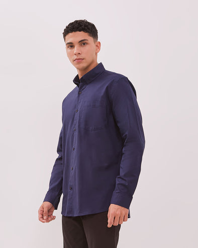 Men's Navy Blue Long Sleeve Shirt