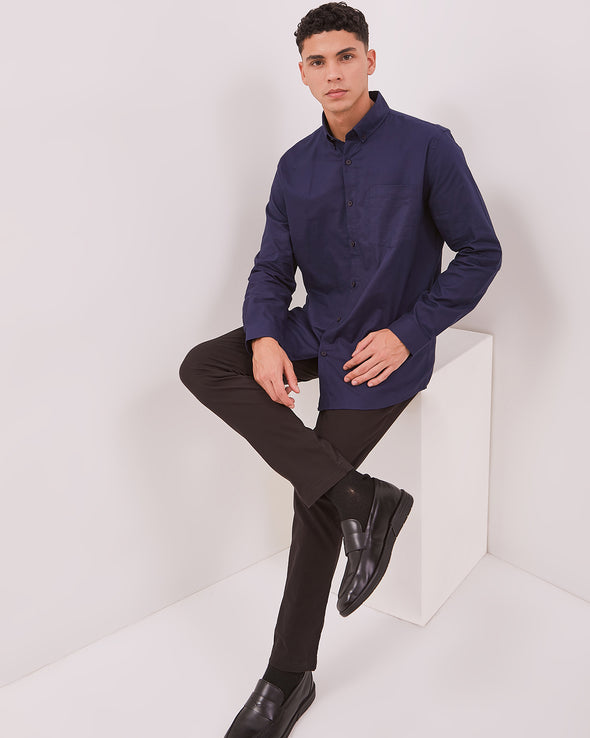 Men's Navy Blue Long Sleeve Shirt
