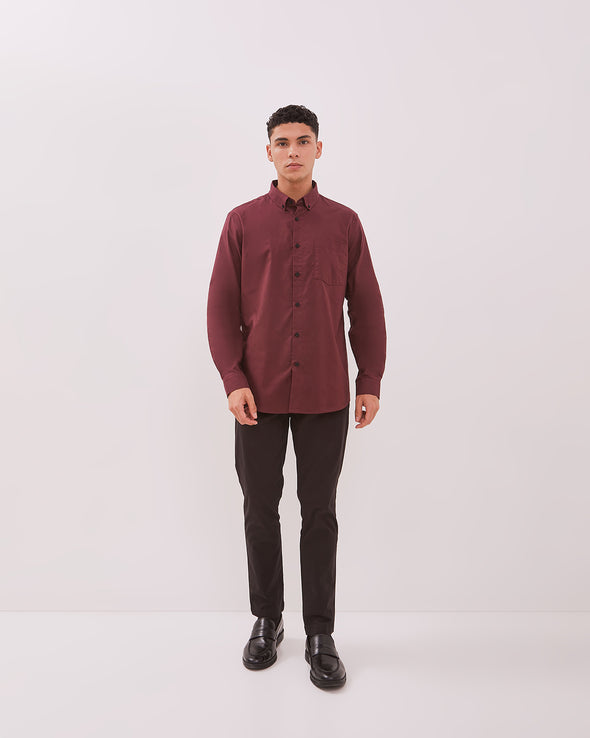 Men's Maroon Long Sleeve Shirt