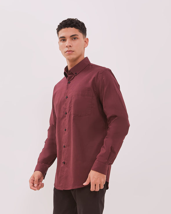 Men's Maroon Long Sleeve Shirt