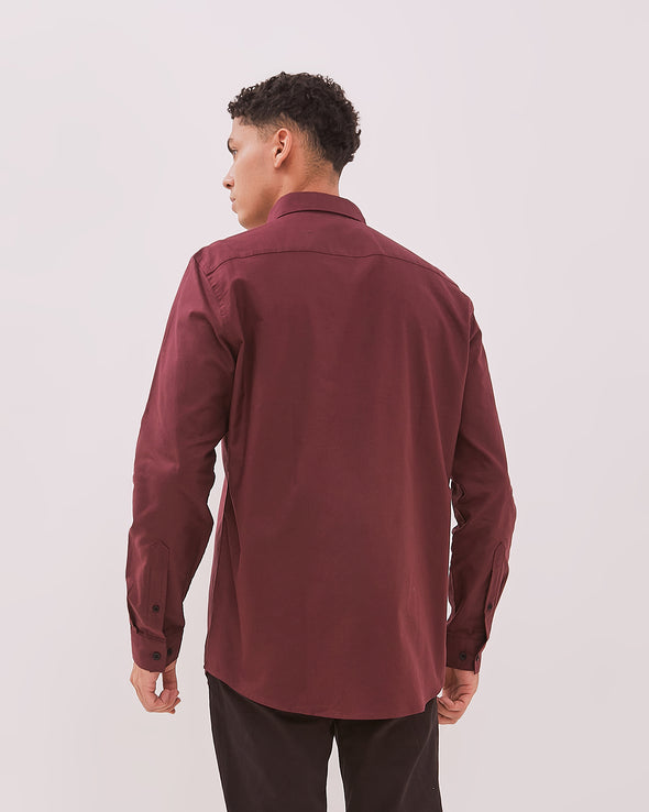 Men's Maroon Long Sleeve Shirt