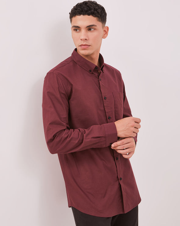 Men's Maroon Long Sleeve Shirt