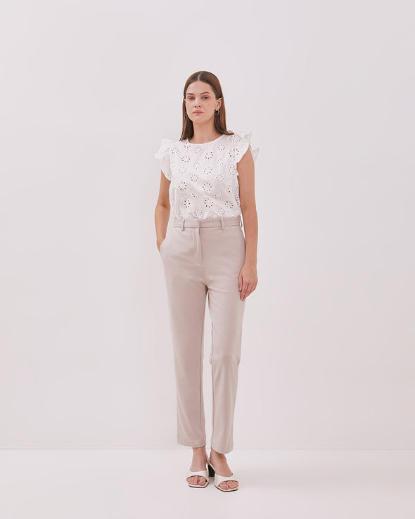 Women's Cream Slim Trousers