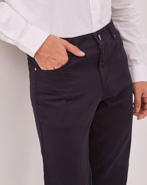 Men's Navy Blue Slim Fit Chinos Trousers