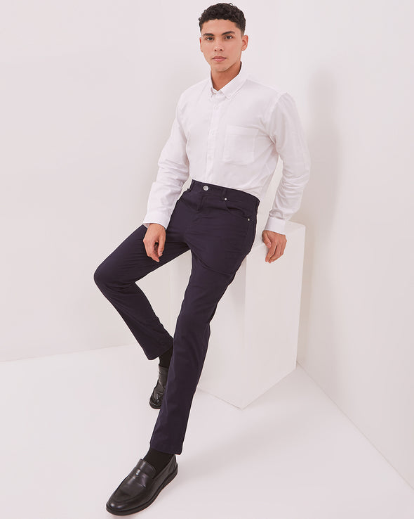 Men's Navy Blue Slim Fit Chinos Trousers