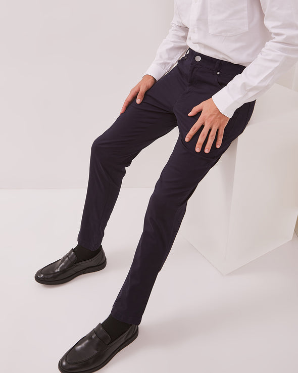 Men's Navy Blue Slim Fit Chinos Trousers