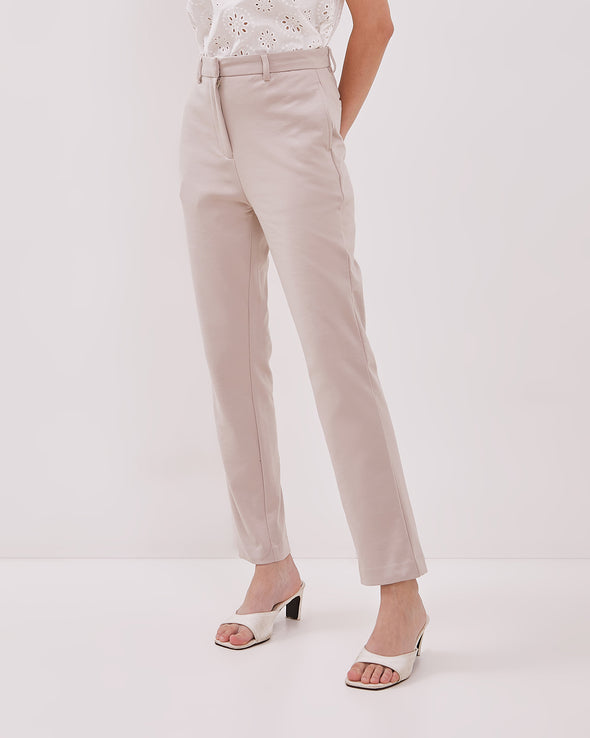 Women's Cream Slim Trousers