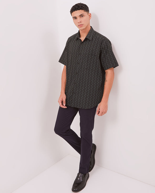 Men's Black Print Short Sleeve Shirt