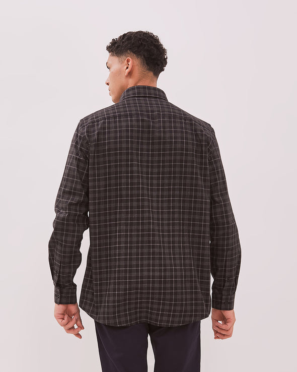 Men's Black Check Long Sleeve Shirt