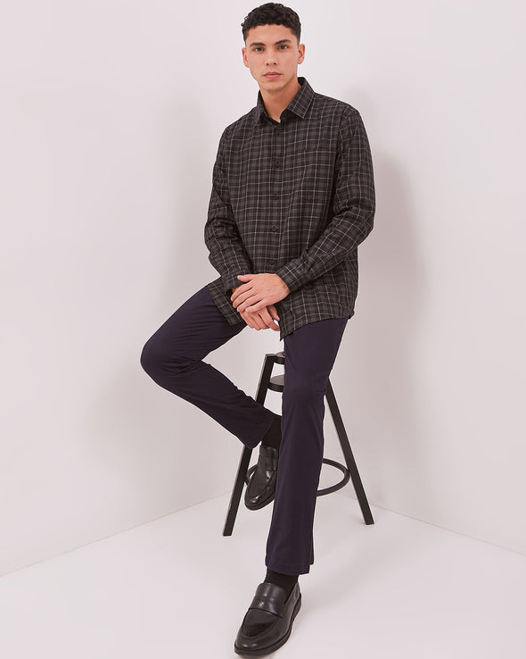 Men's Black Check Long Sleeve Shirt