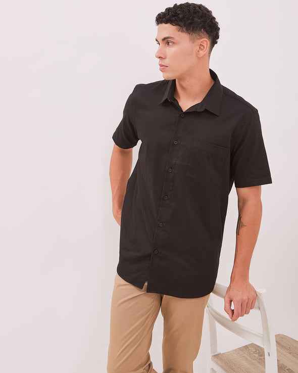Men's Black Short Sleeve Shirt