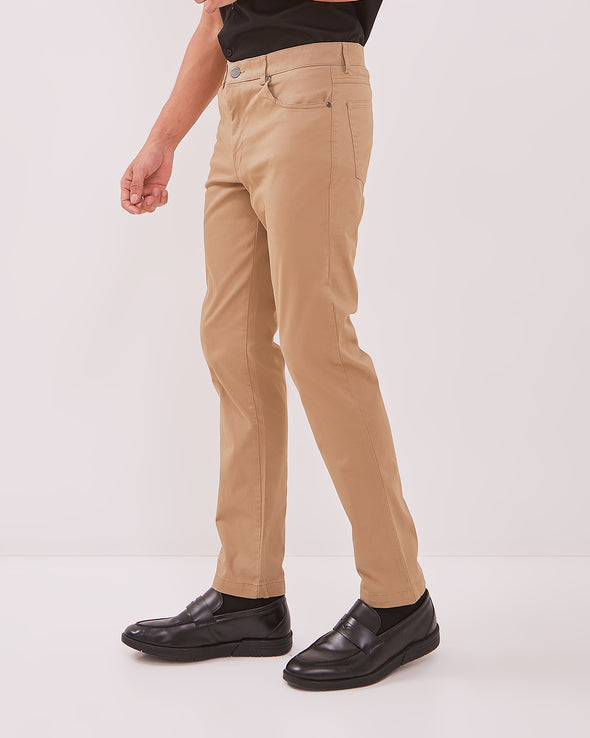Cream Slim Fit Chinos Cream Trousers