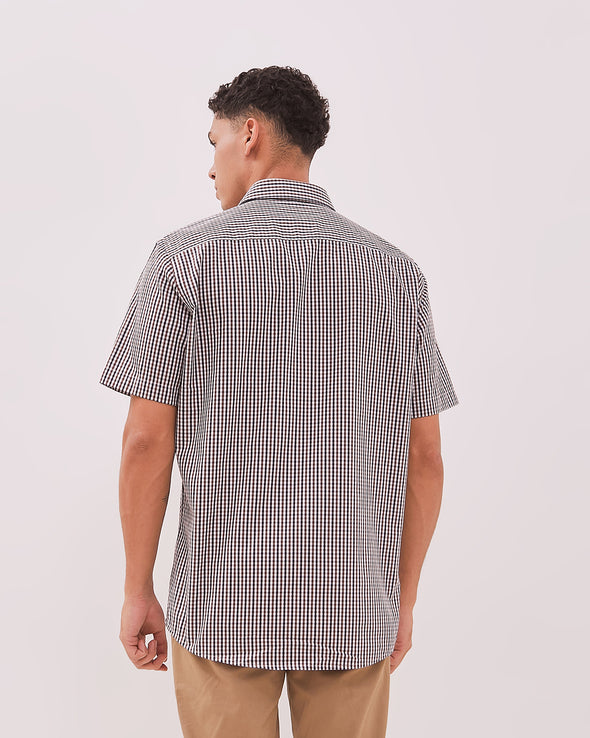 Men's White Checkered Short Sleeve Shirt