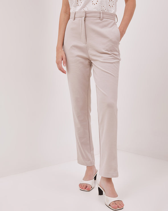 Women's Cream Slim Trousers