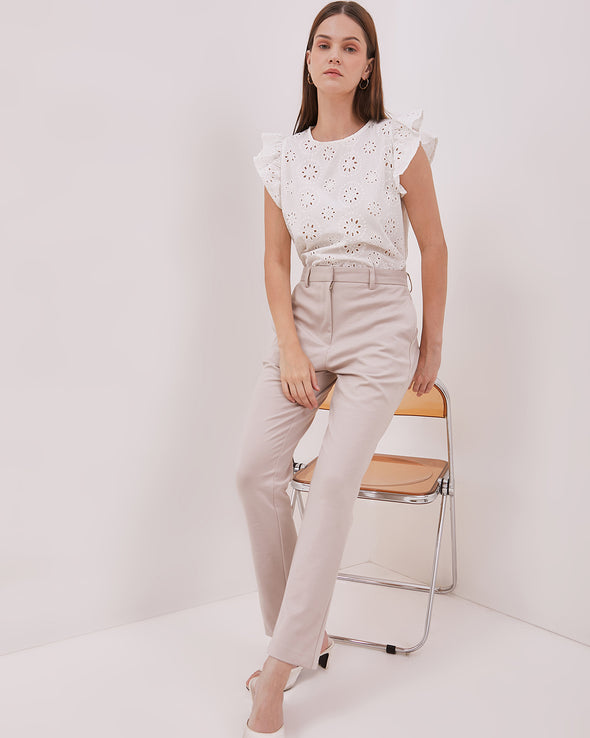 Women's Cream Slim Trousers