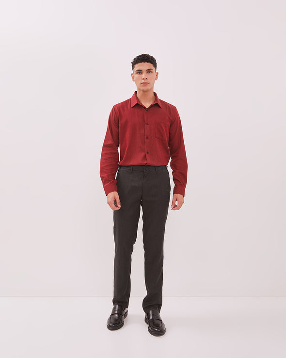 Men's Maroon Long Sleeve Shirt