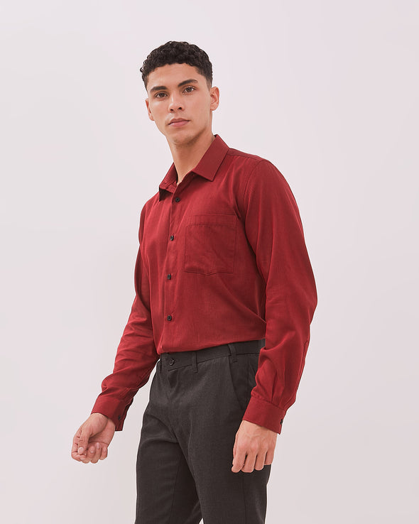 Men's Maroon Long Sleeve Shirt