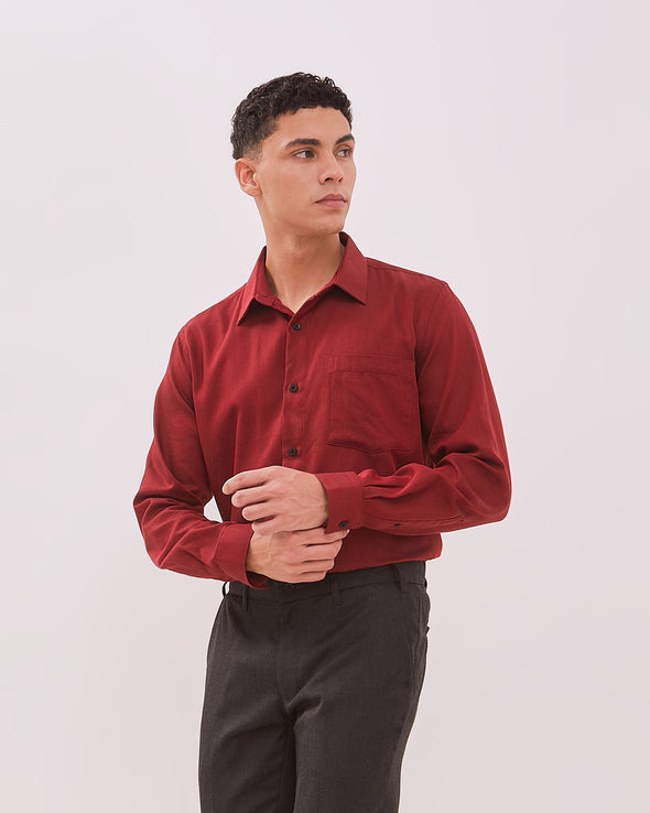 Men's Maroon Long Sleeve Shirt