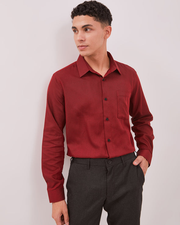 Men's Maroon Long Sleeve Shirt