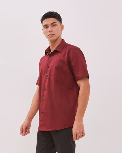 Men's Premium Maroon Short Sleeve Shirt