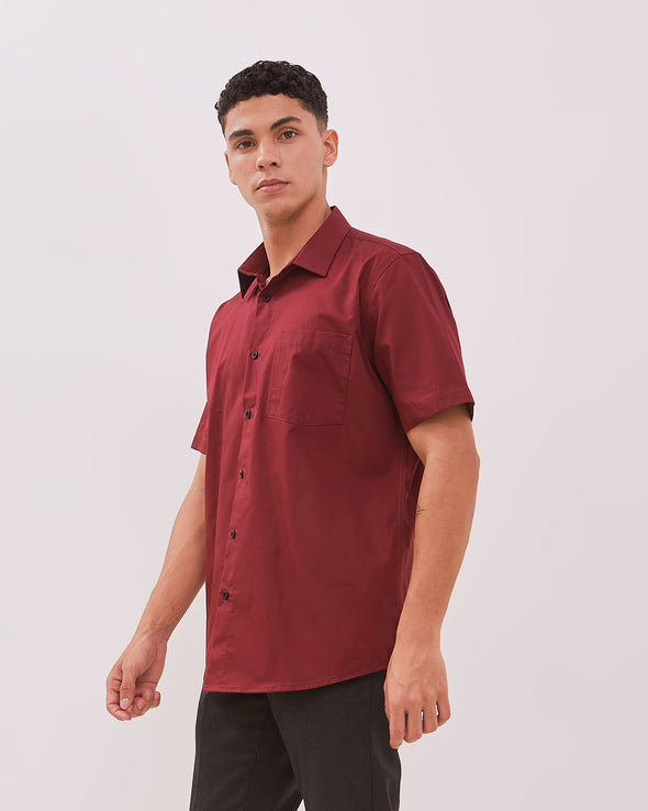 Men's Premium Maroon Short Sleeve Shirt