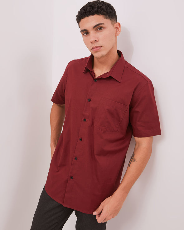 Men's Premium Maroon Short Sleeve Shirt