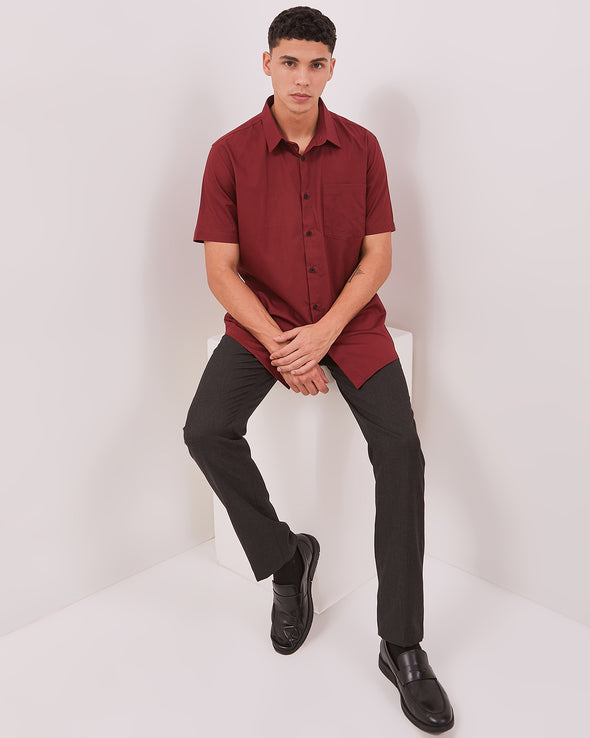 Men's Premium Maroon Short Sleeve Shirt