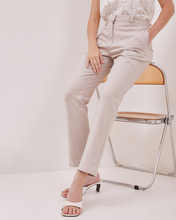 Women's Cream Slim Trousers