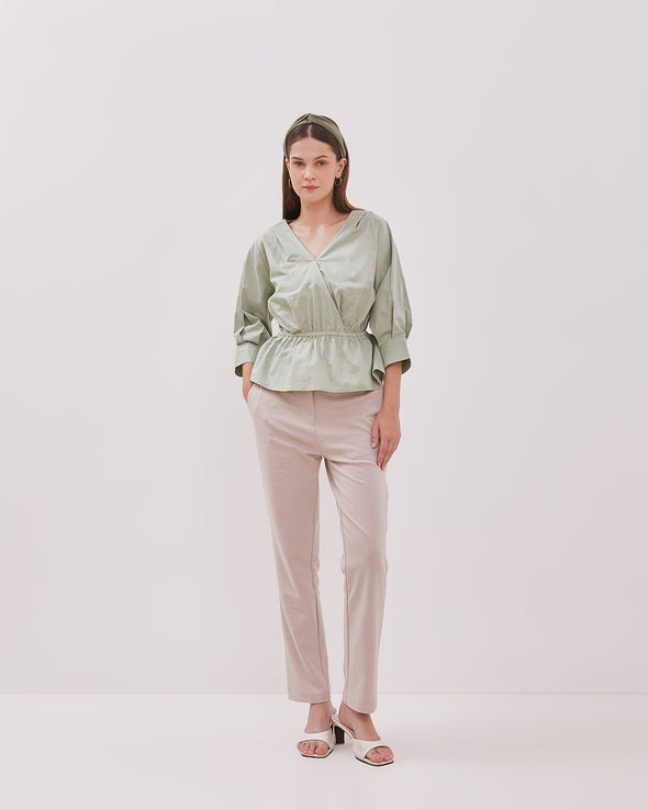 Women's Sage Green Short Sleeve Blouse