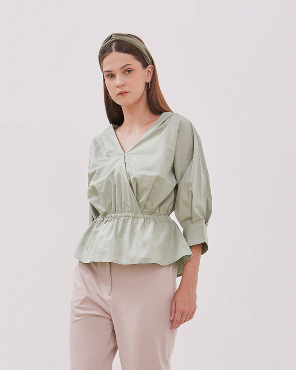 Women's Sage Green Short Sleeve Blouse