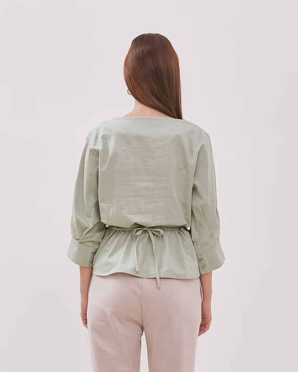 Women's Sage Green Short Sleeve Blouse