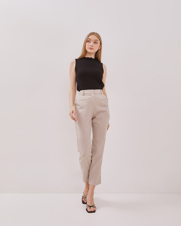 Women's Cream Slim Fit Trousers