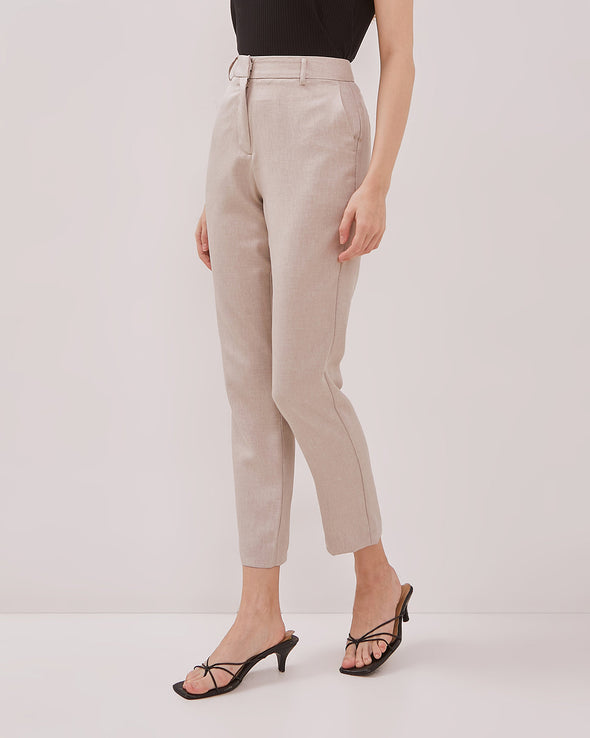 Women's Cream Slim Fit Trousers