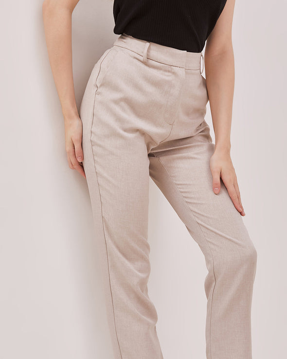 Women's Cream Slim Fit Trousers