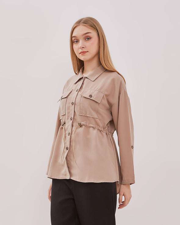 Women's Cream Drawstring Jacket