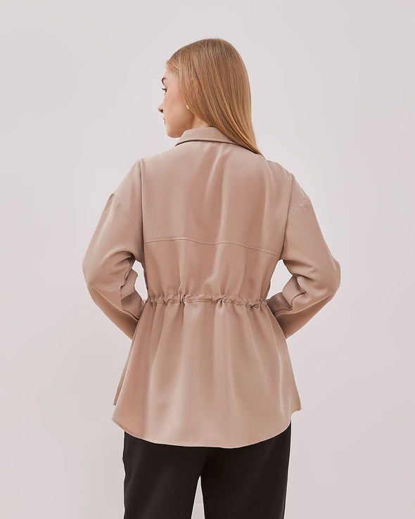 Women's Cream Drawstring Jacket