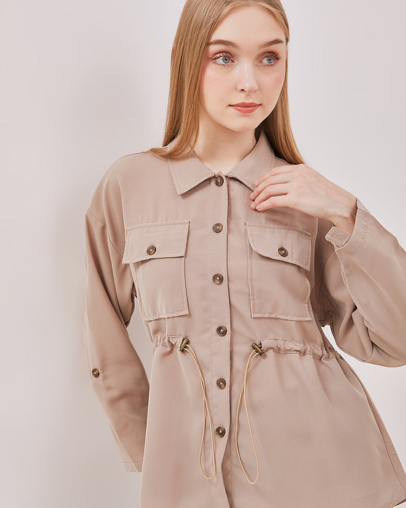 Women's Cream Drawstring Jacket